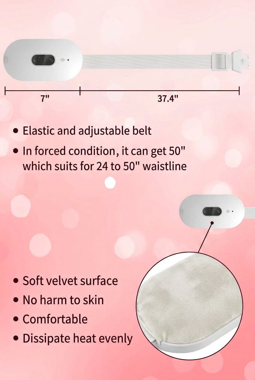Cordless Menstrual Heating Pad: Rechargeable Graphene Heat Belt (White)