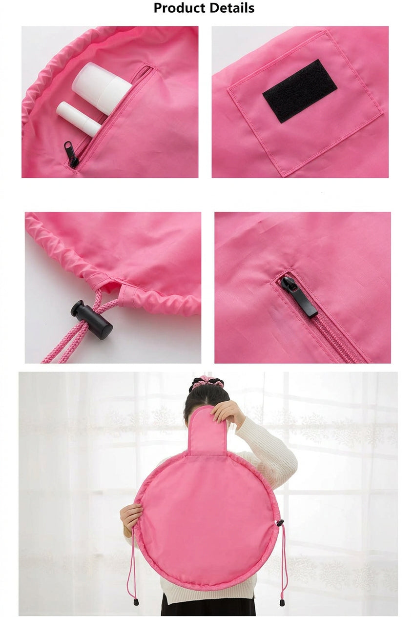 Drawstring Cosmetic Bag Travel Organizer - Pink