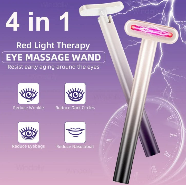 4-in-1 Facial Wand: EMS Microcurrent, Red Light & Warm Vibration Lifting Device (Purple)