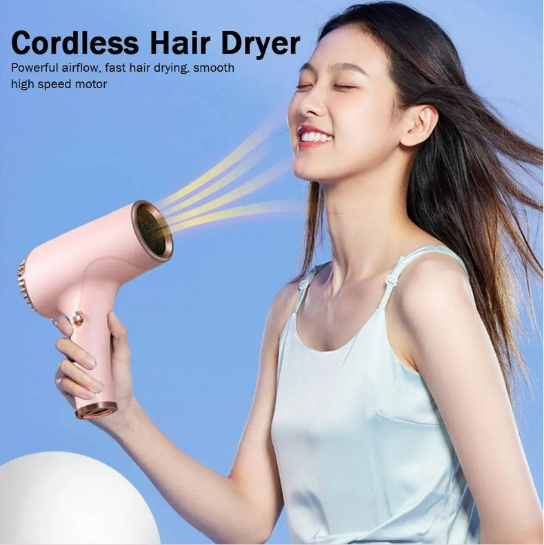 Cordless Rechargeable Hair Dryer Pink