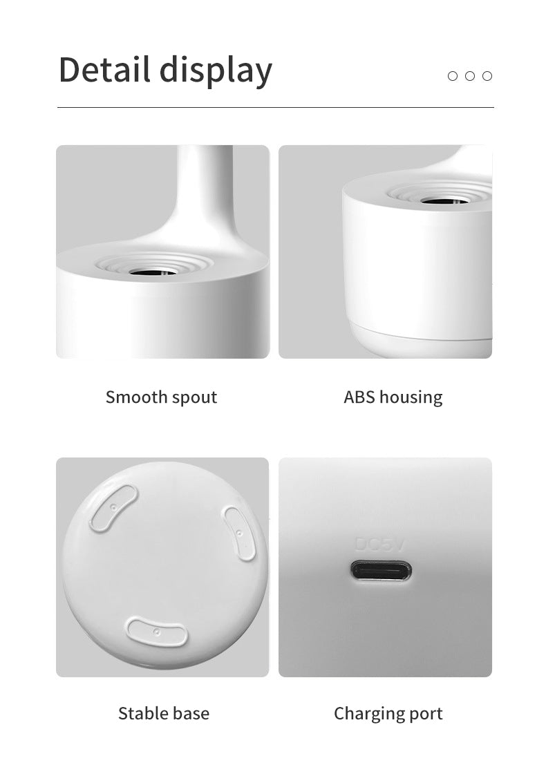 Water Drop Anti-Gravity Humidifier: 800ml USB Mist Humidifier with LED Time Display