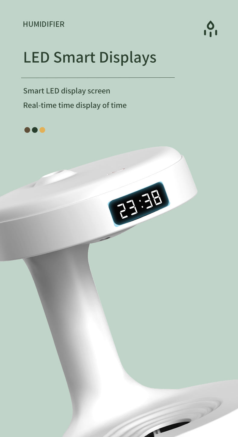 Water Drop Anti-Gravity Humidifier: 800ml USB Mist Humidifier with LED Time Display