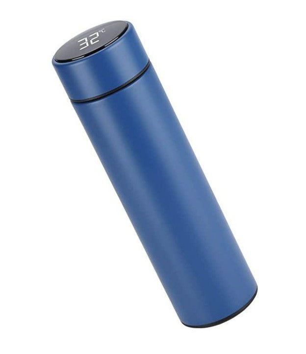 Smart Digital Thermometer Flask 500ml: Insulated Stainless Steel Bottle (Blue)
