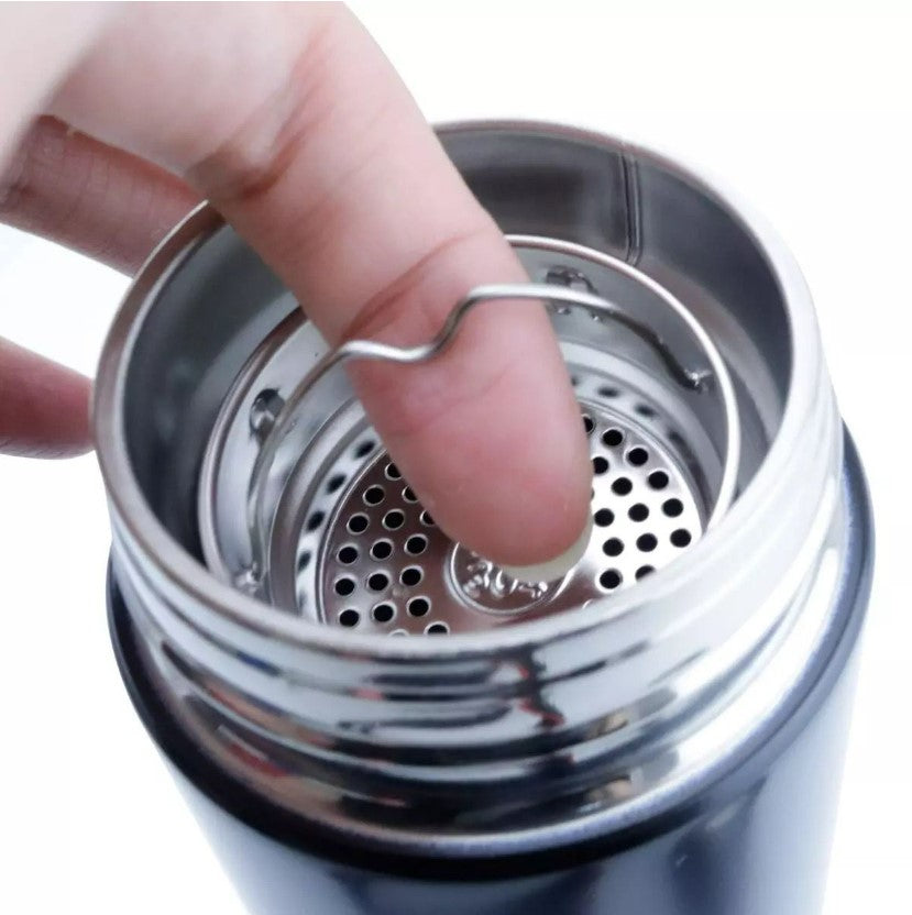 Smart Digital Thermometer Flask 500ml: Insulated Stainless Steel Bottle (Black)