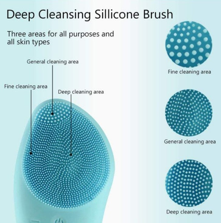 Sonic Silicone Facial Cleansing Brush: Waterproof Deep Pore Cleanser & Face Massager