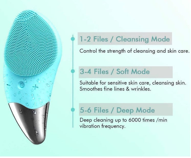 Sonic Silicone Facial Cleansing Brush: Waterproof Deep Pore Cleanser & Face Massager