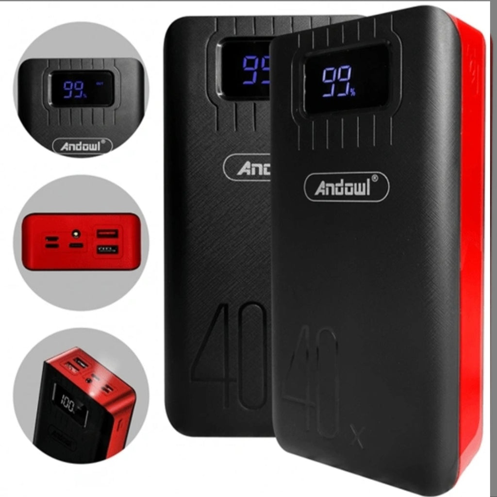 40000mAh Power Bank: Dual USB, Type-C & LED Flashlight